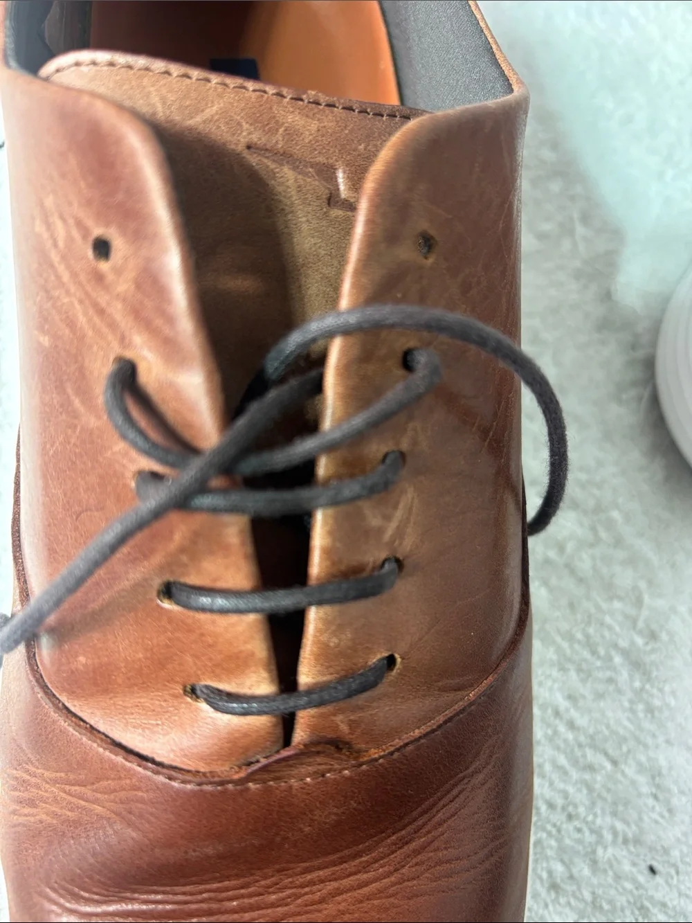 Men's Brown Leather Derby Oxfords with White Sole